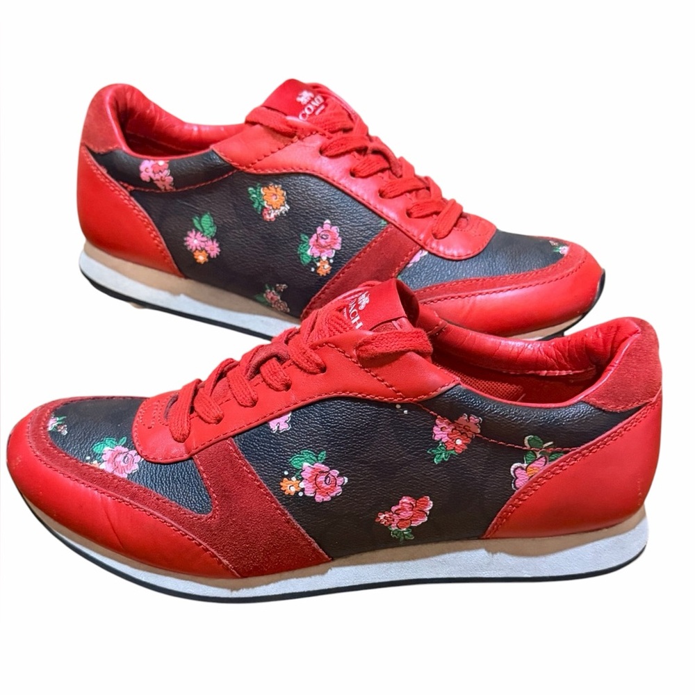 COACH monogram leather and suede sneakers 🤎❤️🖤